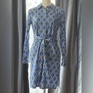 Donna Karan Blue Diamond Pattern Dress